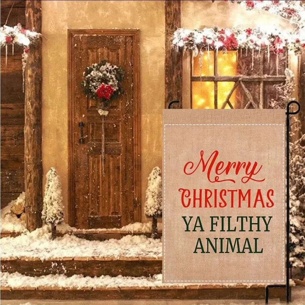 Merry Christmas Ya Filthy Animal Outdoor Flag, NWT